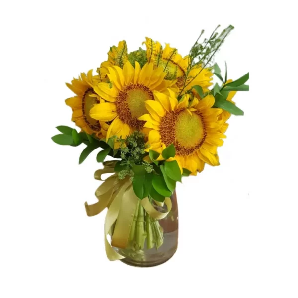 sunflowers in a glass vase