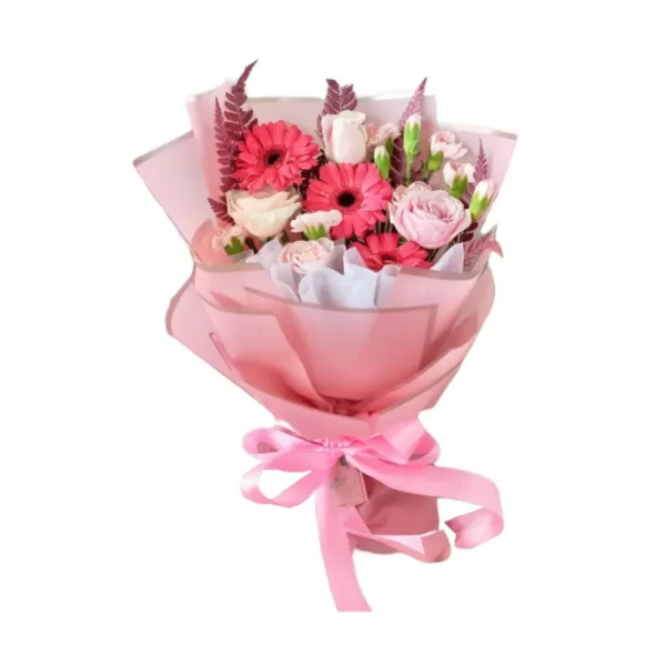 pink roses and pink gerberas bouquet