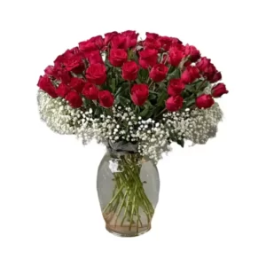 red roses in a glass vase