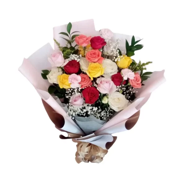 mix color roses bouquet