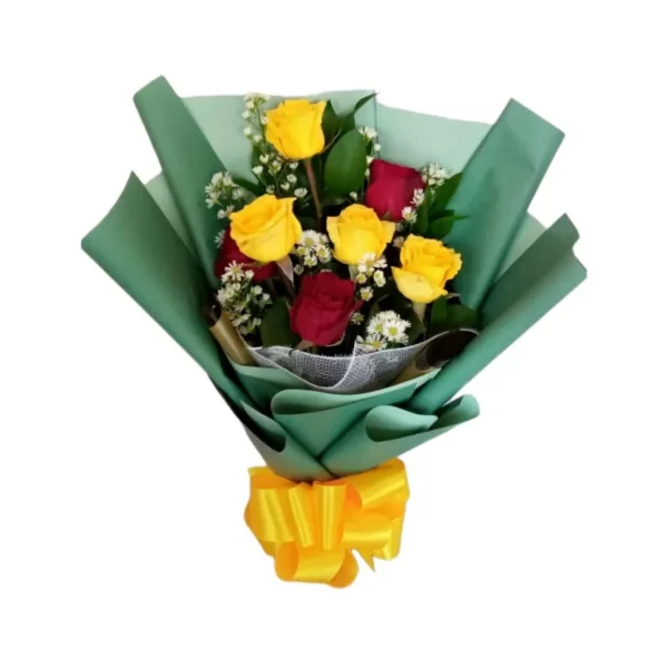 red and yellow roses bouquet