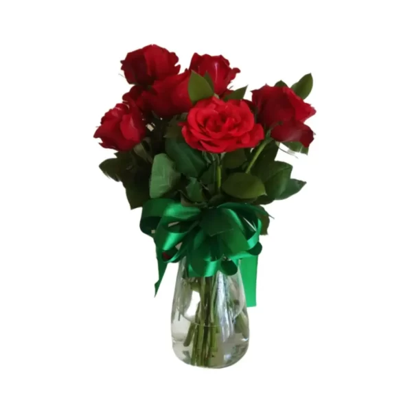 red roses in a glass vase