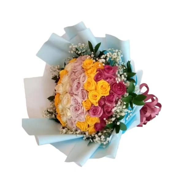 mix color roses bouquet